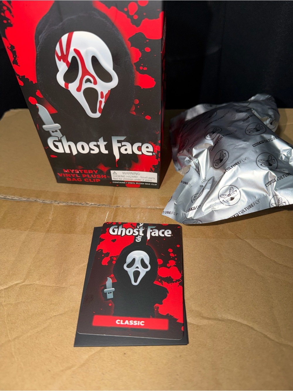 Ghost face Mystery Vinyl Plush Bag Clip - Black & White